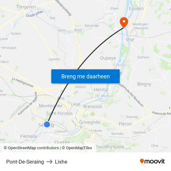 Pont-De-Seraing to Lixhe map