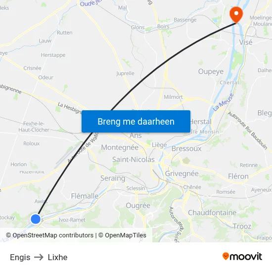 Engis to Lixhe map