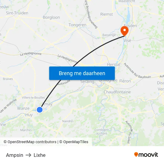 Ampsin to Lixhe map