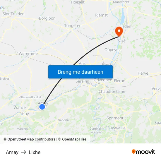 Amay to Lixhe map