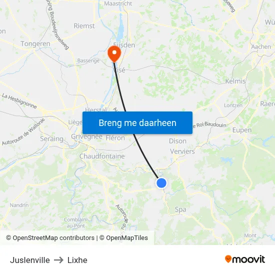 Juslenville to Lixhe map