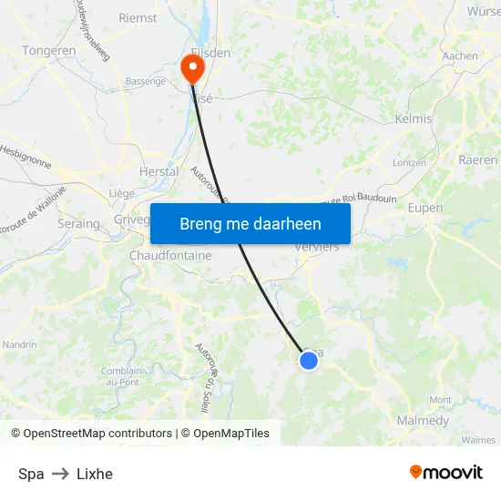 Spa to Lixhe map