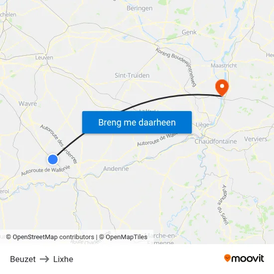 Beuzet to Lixhe map