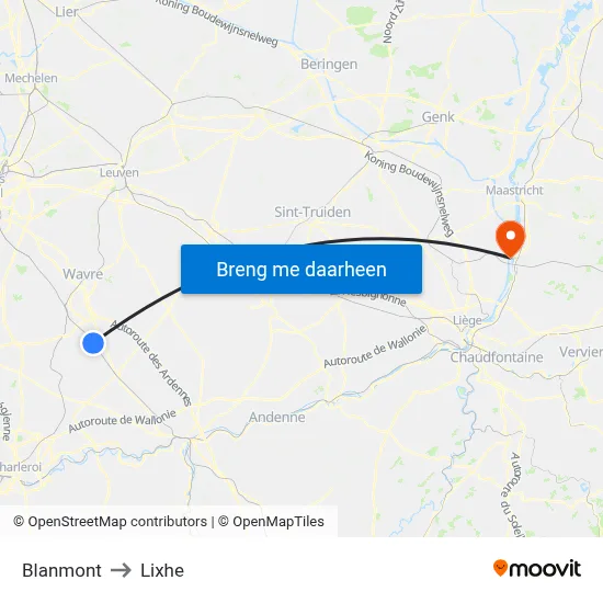 Blanmont to Lixhe map