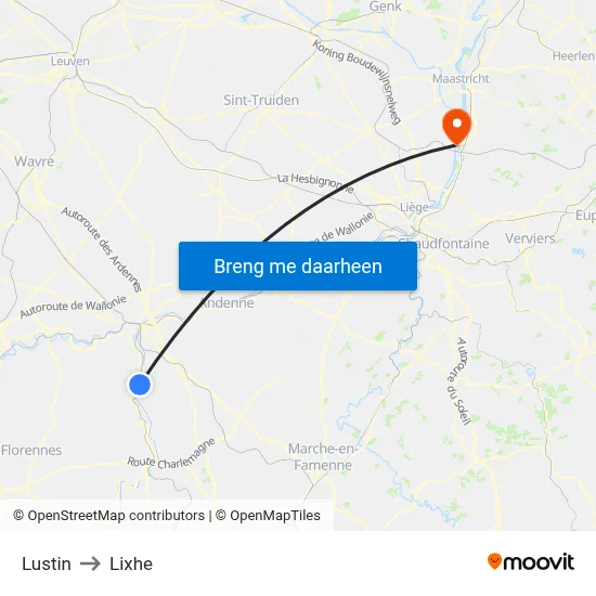 Lustin to Lixhe map