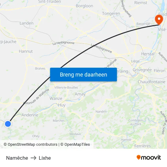 Namêche to Lixhe map