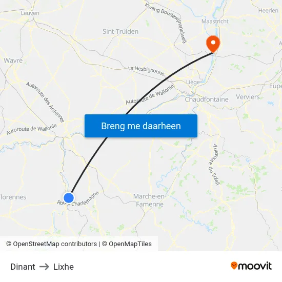 Dinant to Lixhe map
