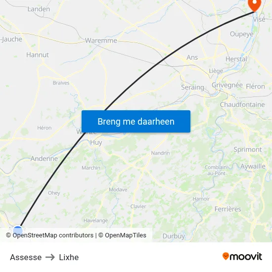 Assesse to Lixhe map