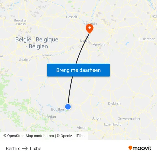 Bertrix to Lixhe map