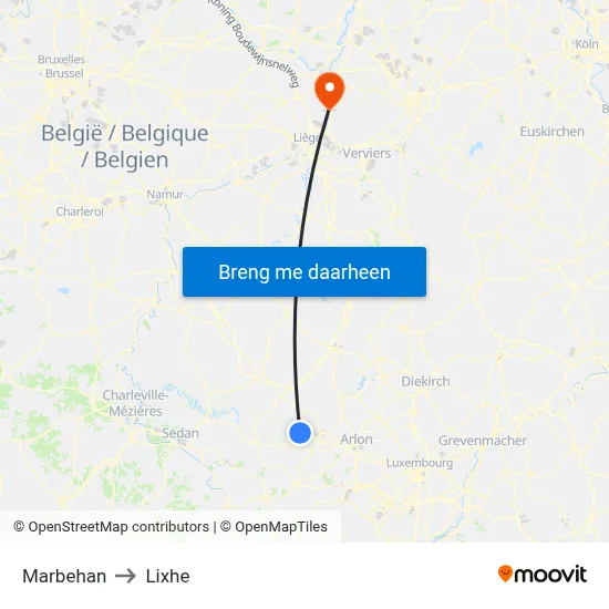 Marbehan to Lixhe map