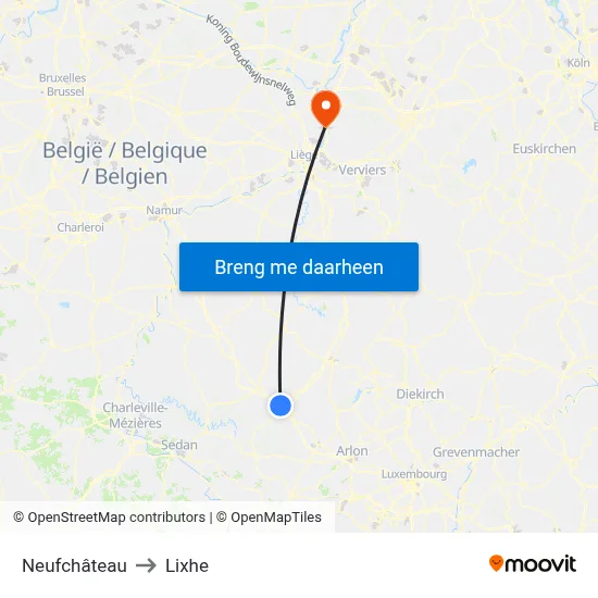 Neufchâteau to Lixhe map