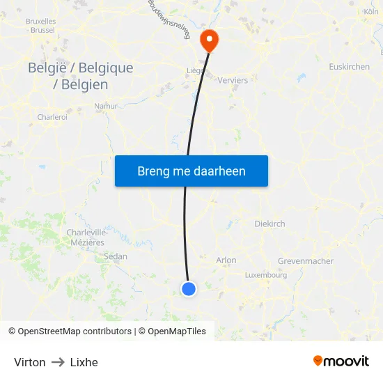 Virton to Lixhe map