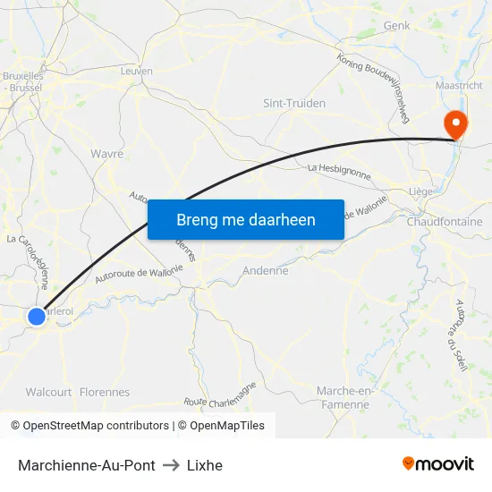 Marchienne-Au-Pont to Lixhe map