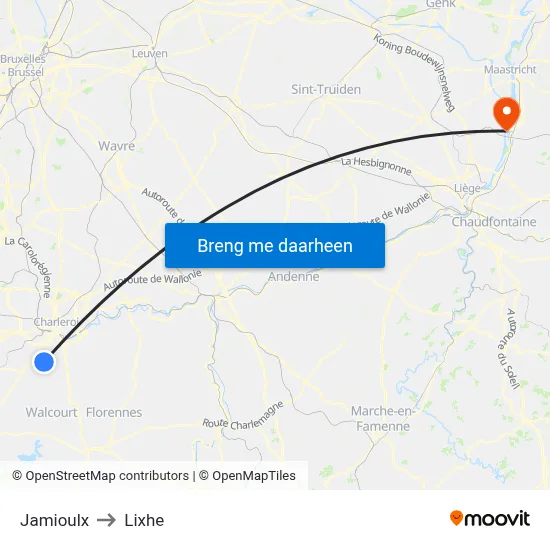 Jamioulx to Lixhe map