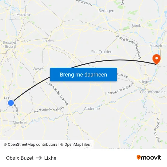 Obaix-Buzet to Lixhe map