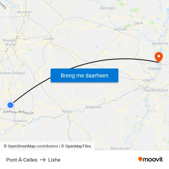 Pont-À-Celles to Lixhe map