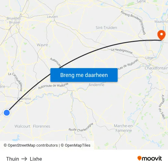 Thuin to Lixhe map