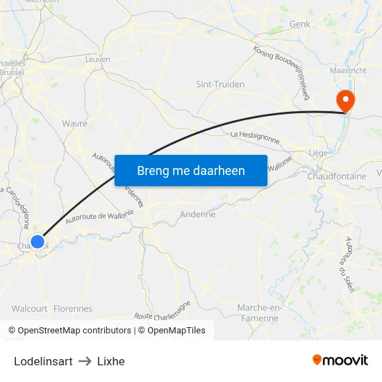 Lodelinsart to Lixhe map