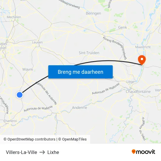 Villers-La-Ville to Lixhe map