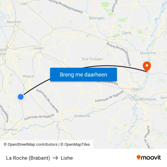 La Roche (Brabant) to Lixhe map