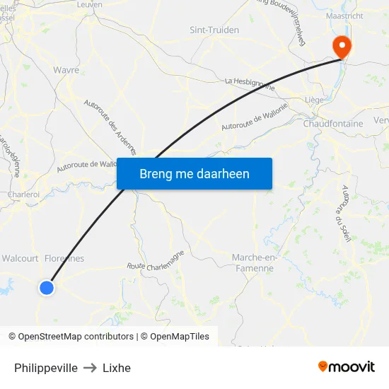 Philippeville to Lixhe map