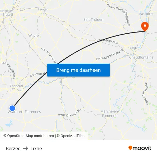 Berzée to Lixhe map