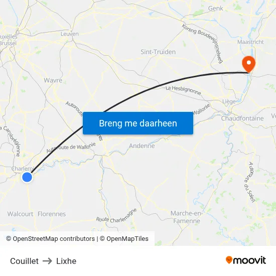 Couillet to Lixhe map