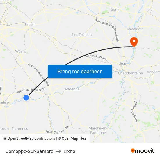 Jemeppe-Sur-Sambre to Lixhe map