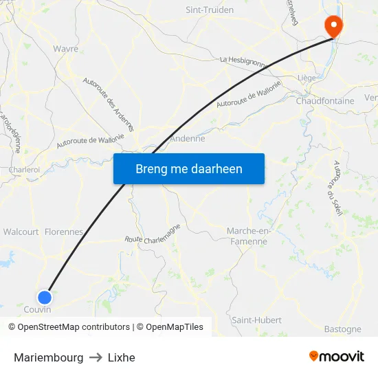 Mariembourg to Lixhe map