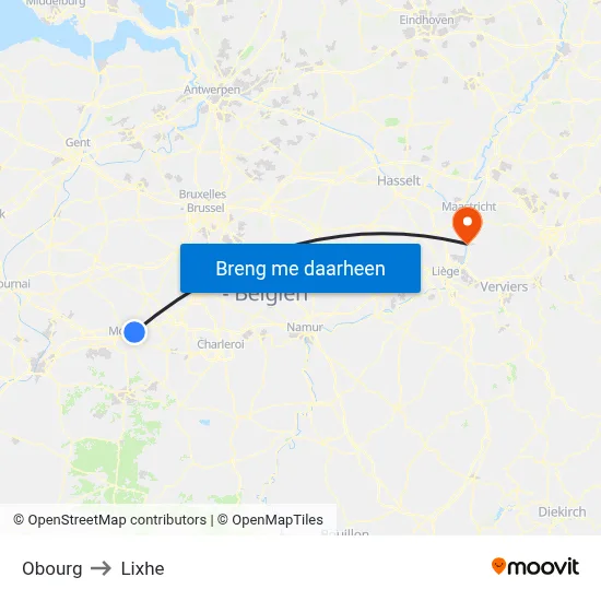 Obourg to Lixhe map