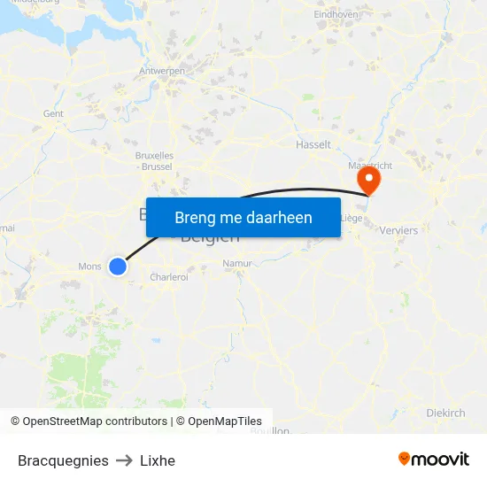 Bracquegnies to Lixhe map
