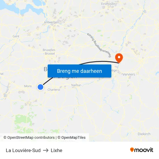 La Louvière-Sud to Lixhe map