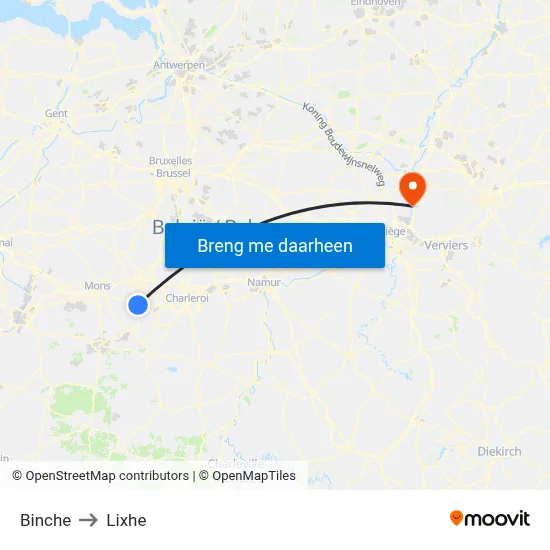 Binche to Lixhe map