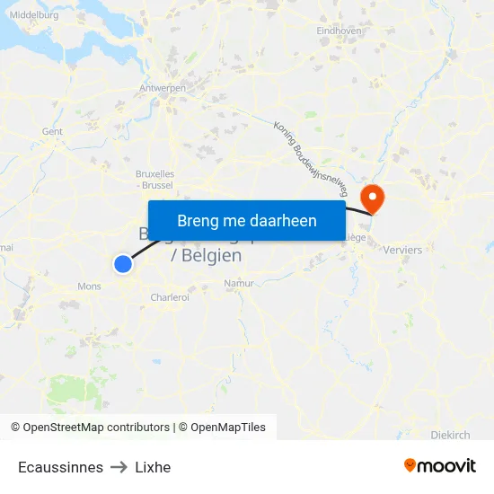 Ecaussinnes to Lixhe map