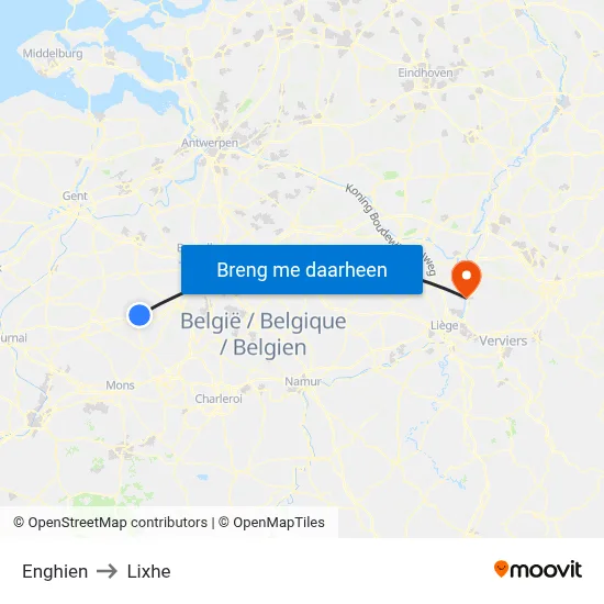 Enghien to Lixhe map