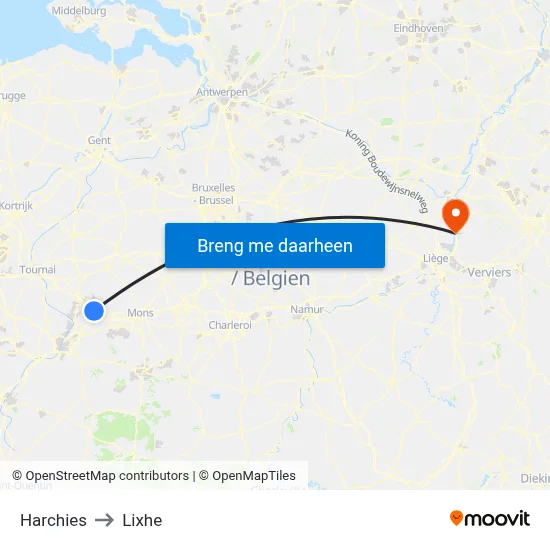Harchies to Lixhe map
