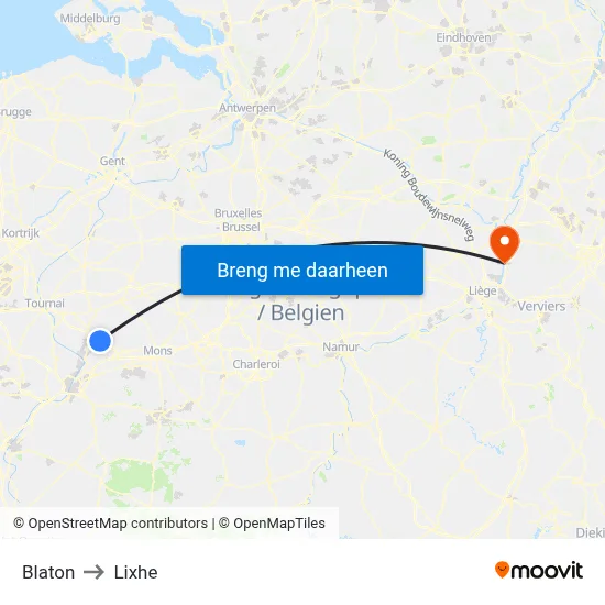 Blaton to Lixhe map