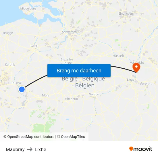 Maubray to Lixhe map
