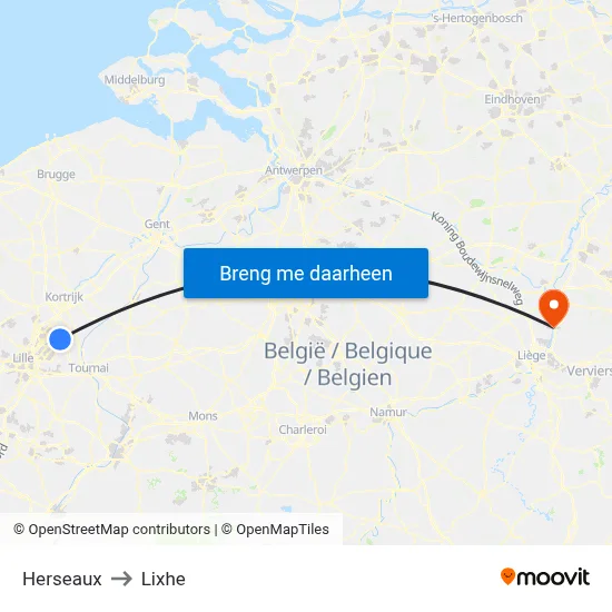 Herseaux to Lixhe map