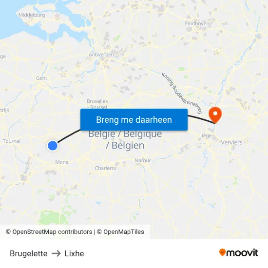 Brugelette to Lixhe map