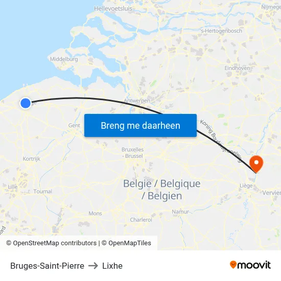 Bruges-Saint-Pierre to Lixhe map