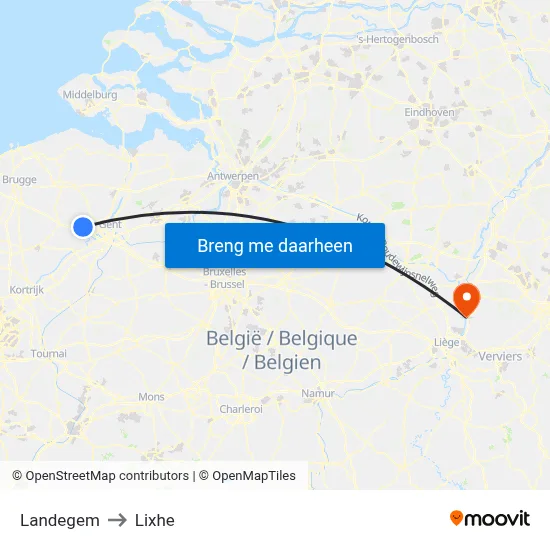 Landegem to Lixhe map