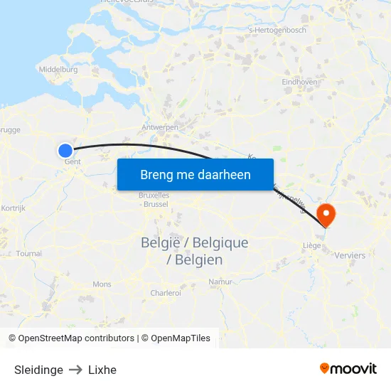 Sleidinge to Lixhe map