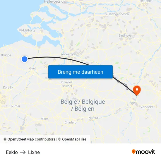 Eeklo to Lixhe map
