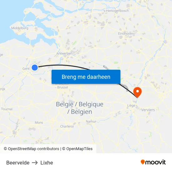 Beervelde to Lixhe map