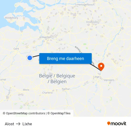 Alost to Lixhe map