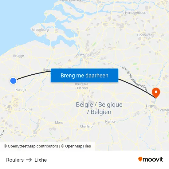 Roulers to Lixhe map