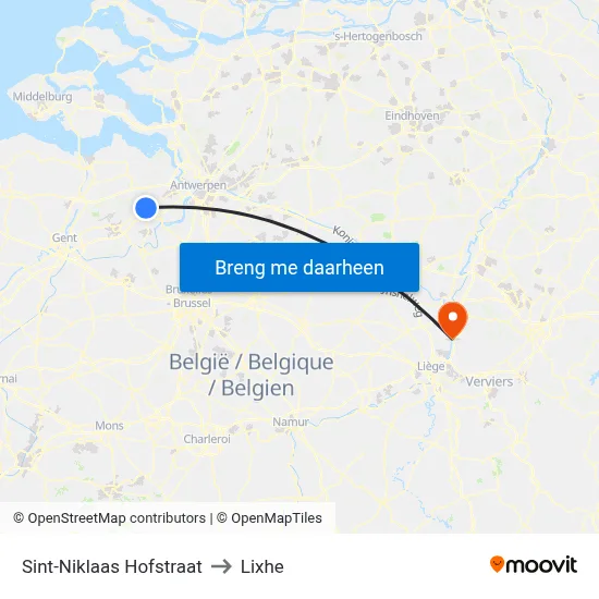 Sint-Niklaas Hofstraat to Lixhe map