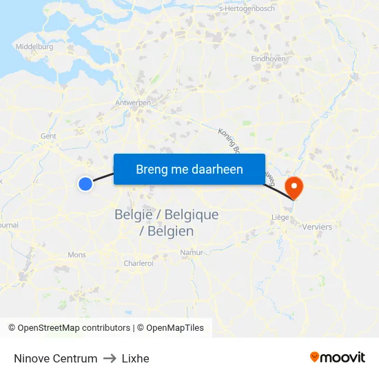 Ninove Centrum to Lixhe map
