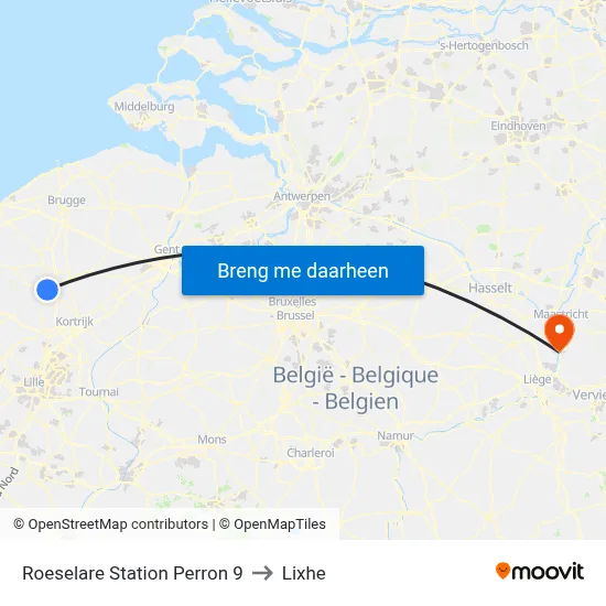 Roeselare Station Perron 9 to Lixhe map